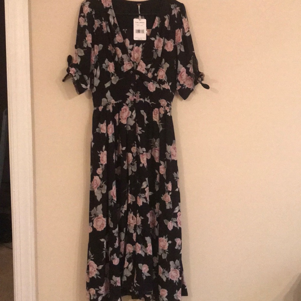 Free People Black Floral Maxi Dress size S